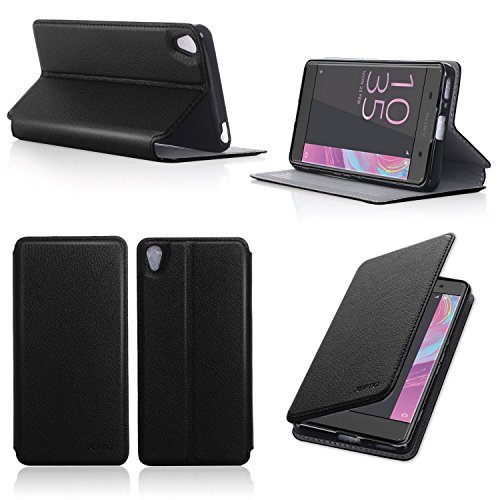 XEPTIO Nera Custodia Pelle Ultra Slim per Sony