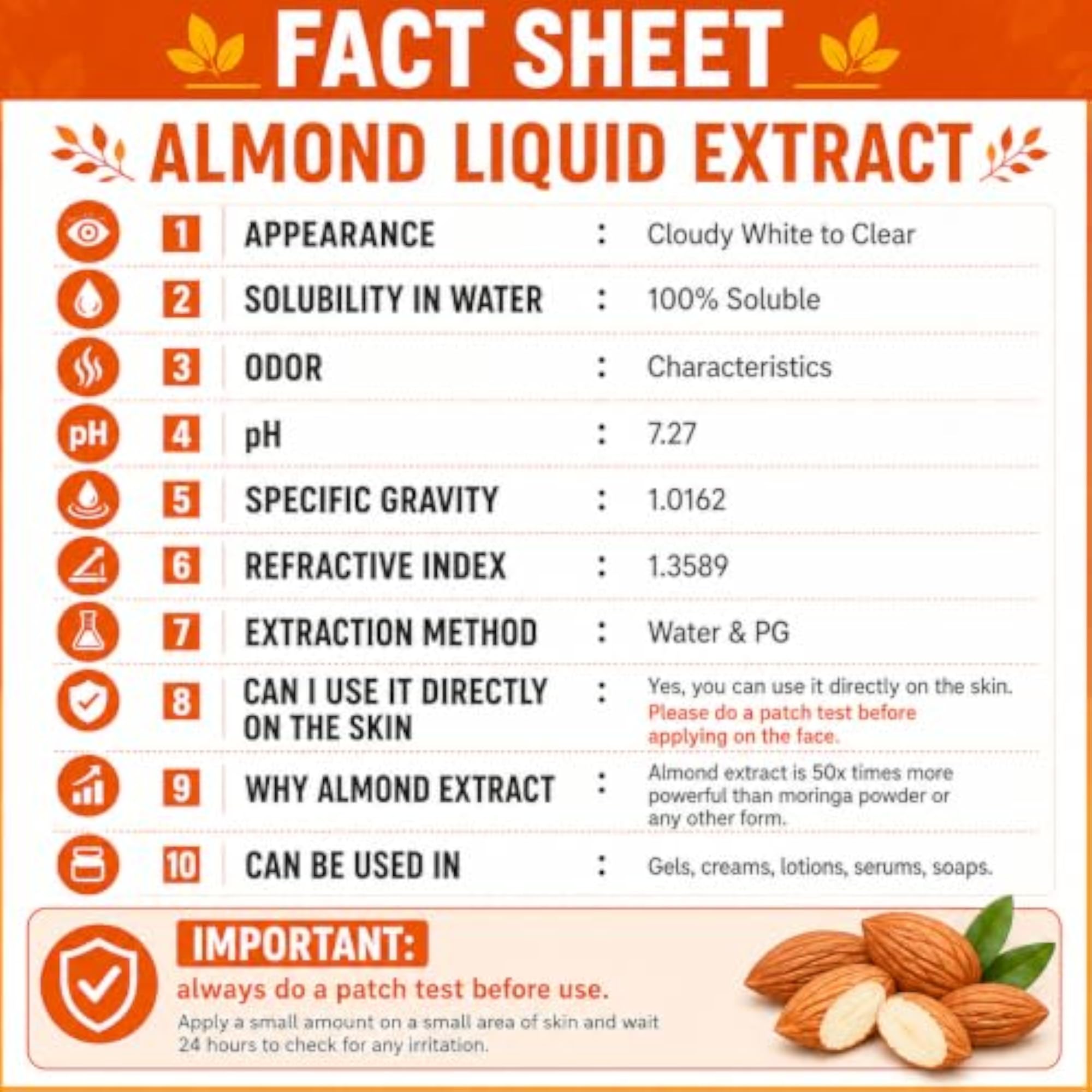 Pure Almond Liquid Extract, 50ml, Natural Health Supplement