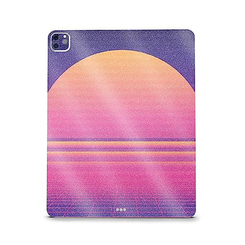 Image of MightySkins Carbon Fiber Skin Compatible with Apple iPad Pro 12.9 inch M2 6th Gen (2022) Full Wrap Kit - Synthwave Sunset | Protective Durable Textured Carbon Fiber Finish | Easy to Apply Made in The USA