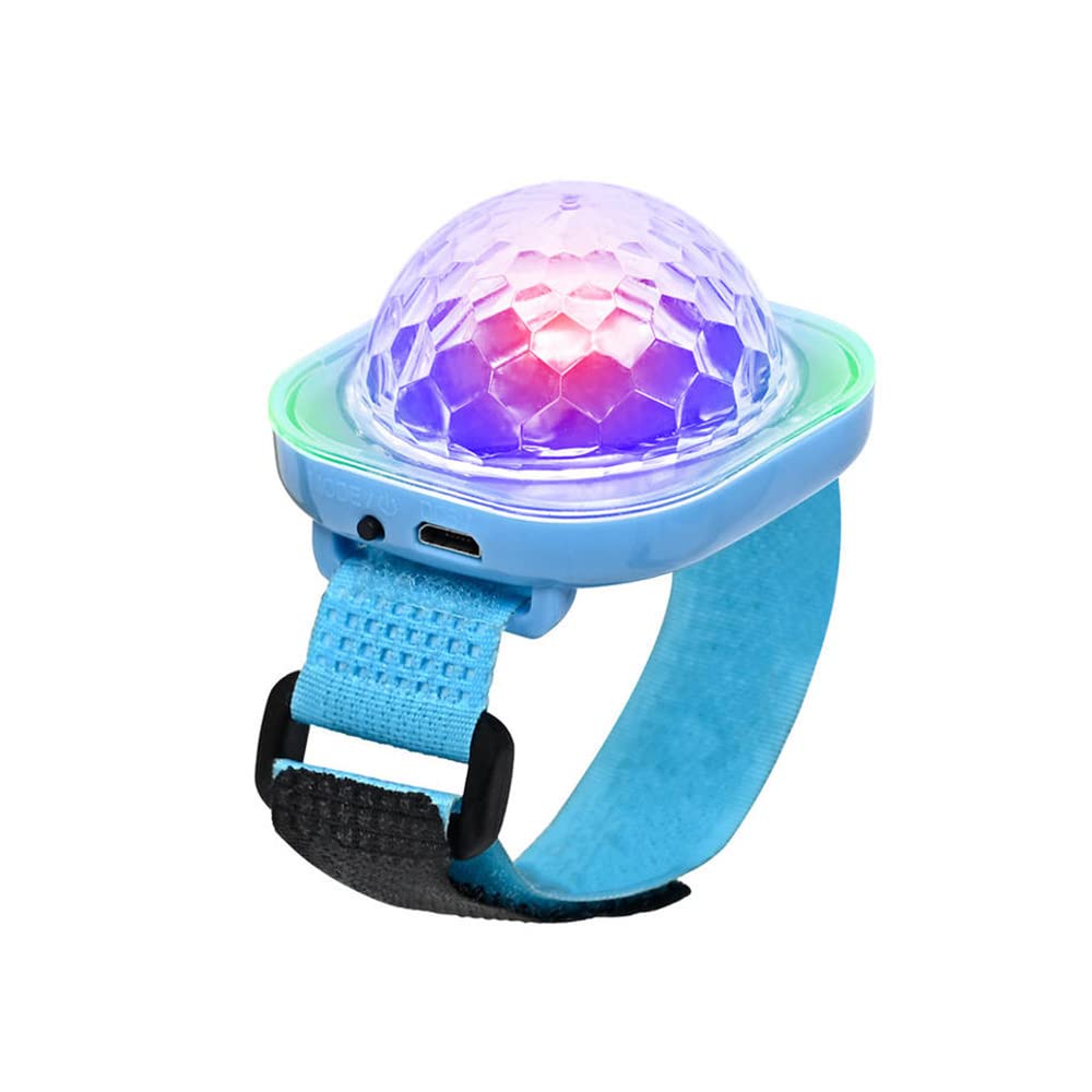Lancoon Disco Ball Light, Wearable Mini Portable LED Lamp Night Strobe Watch Bracelet USB Charging Voice Controlled with Suction Cup for Kid Party Car Dancing DJ Club(Blue)