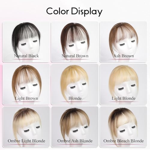 EMMOR Clip in Bangs, 100% Human Hair Bangs with 3 Non-slip Clips, 360°Cover Top HairPieces with 5 inch Wispy Fringes for enhancing Women's Facial Features(Ash Brown) - Image 7