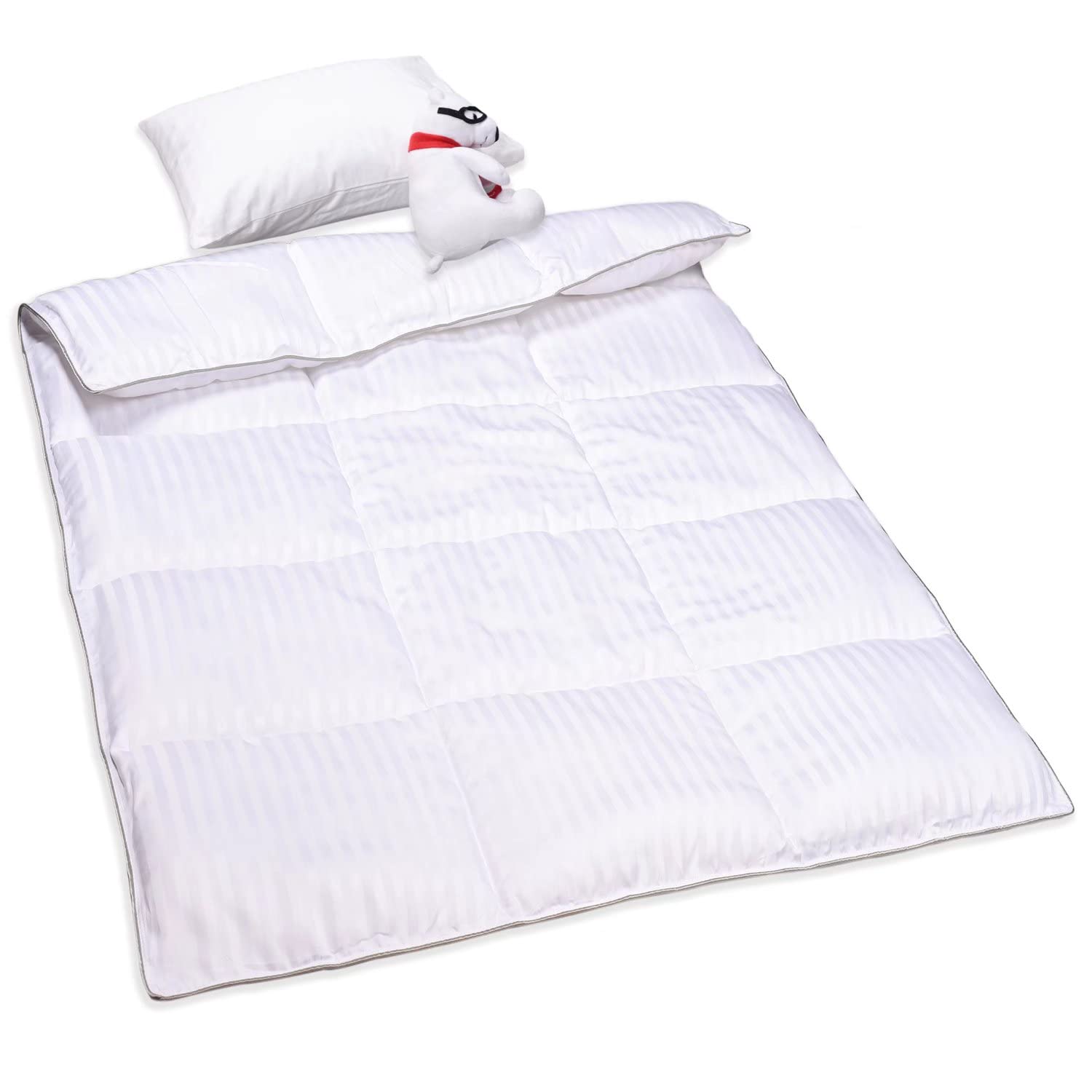 ZPECC Toddler Down Alternative Comforter, 39×47 Hypoallergenic Baby Blanket Quilt, Soft Breathable Lightweight All Season Kids Duvet Insert for Crib Stroller Cot Daycare, White Stripe ZPECC Toddler Down Alternative Comforter, 39×47 Hypoallergenic Baby Blanket Quilt, Soft Breathable Lightweight All Season Kids Duvet Insert for Crib Stroller Cot Daycare, White Stripe