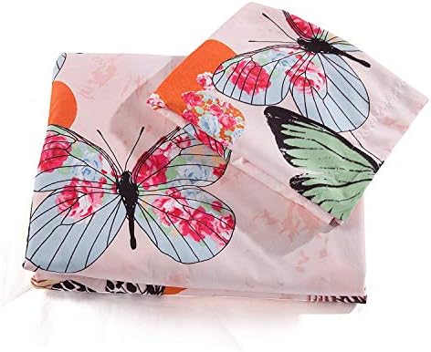 Feelyou Kids Duvet Cover Sets for Girls Teens Pink Butterfly Print Bedding Set Twin Size Decorative Microfiber Polyester Animal Comforter Cover Set with 1 Pillow Shams, Soft 2 Pieces,Zipper 6 514ihKrYKEL. AC
