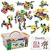 PicassoTiles STEM Learning 152 Piece Building Block Set Kid Toy Construction Engineering Kit Educational w/ Idea Book Design Guide, Storage Carry Box, Power Drill, Ratchet, Age 3+ PTN152