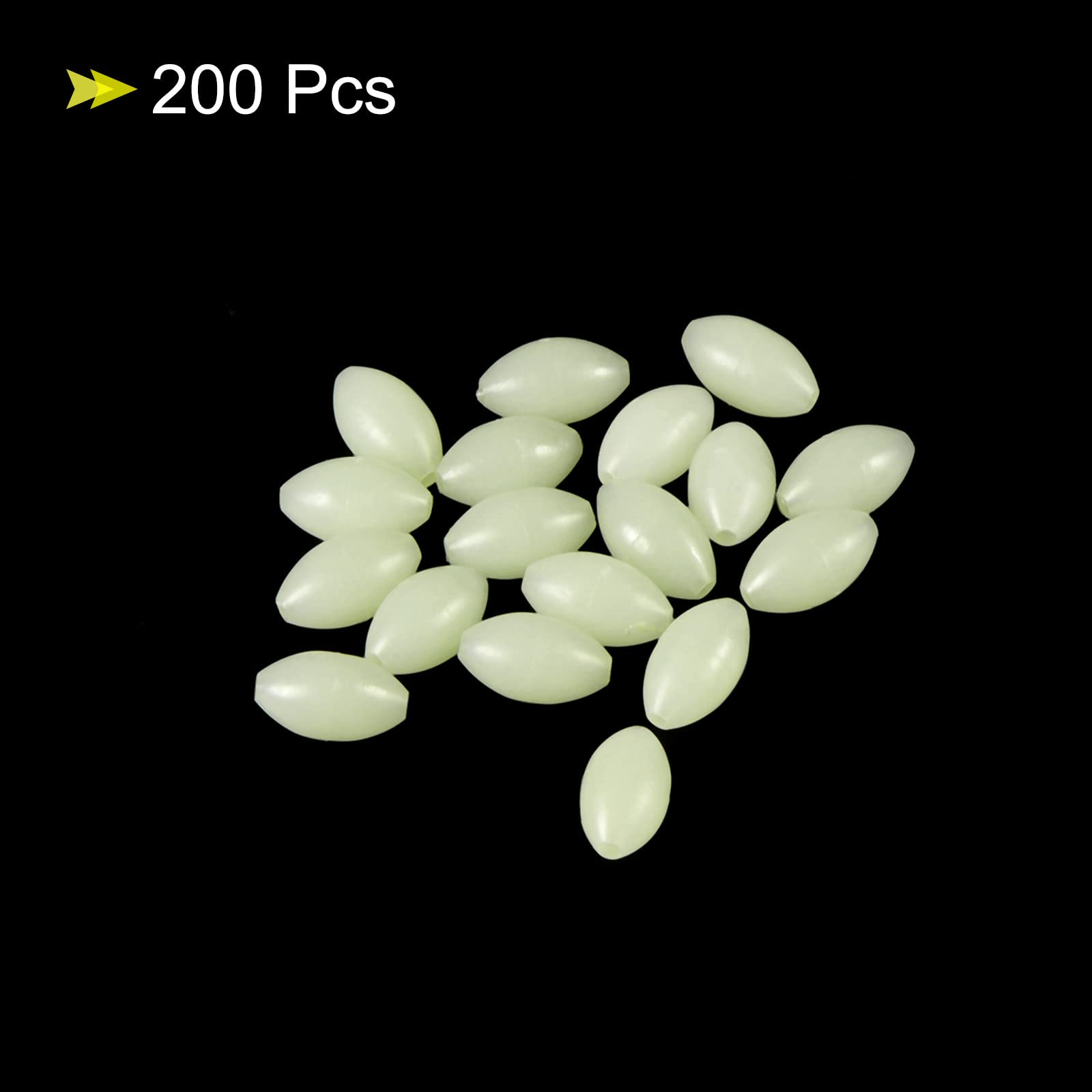 PATIKIL 10x6mm Luminosas Pesca Cuentas, 200uds Plástico Brillante Pesca Cebo Huevos Aparejo Cuenta Aparejo Herramienta Ovalada, Blanco