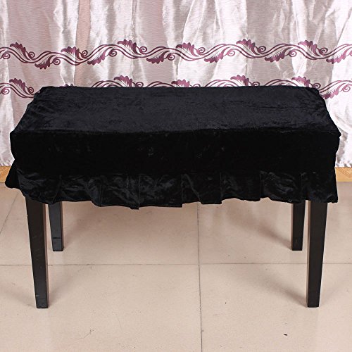 Andoer Universal Piano Stool Chair Bench Cover Pleuche Decorated with Macrame 75 35cm for Piano Dual Seat Bench Black