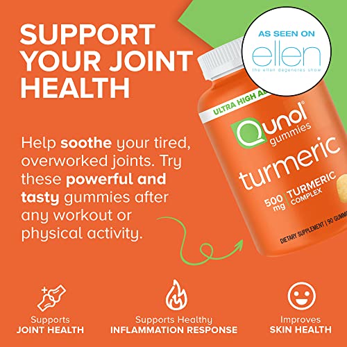 Qunol Turmeric Gummies, Gummy with 500mg Turmeric Curcumin, Joint Support Supplement, Ultra High Absorption Tumeric Curcumin, Vegan, Gluten Free, 90 Count - Image 3