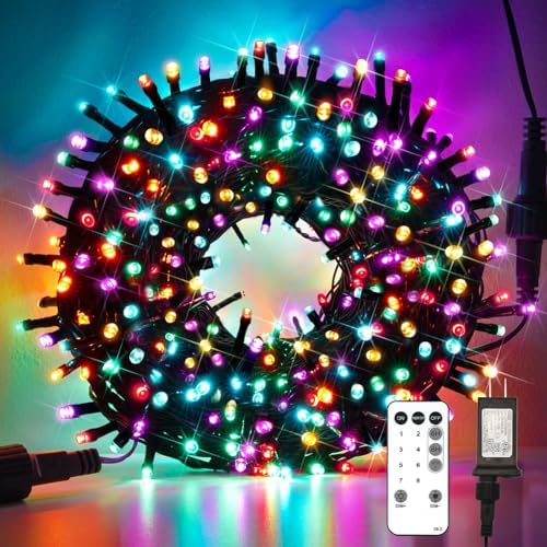 suddus 200 LED Multicolor Christmas Lights, 8 Modes Blinking Tree...