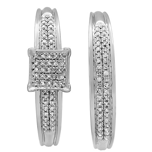 Dazzlingrock Collection 0.25 Cttw 14K Solid Gold Round White Diamond Womens Bridal Engagement Ring Set 1/2
