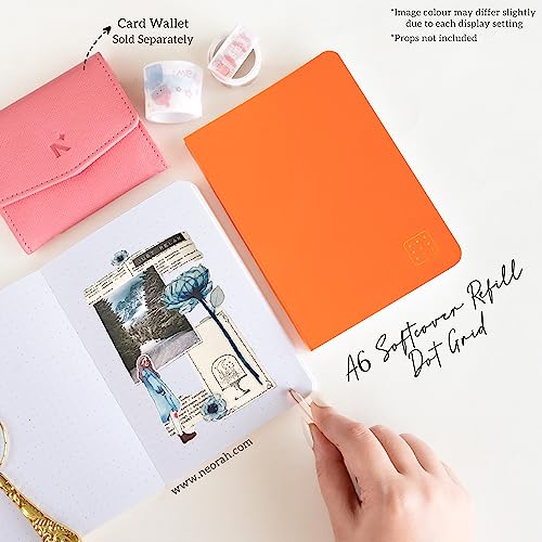 Image of NEORAH -A6 Dotgrid Notebook SOFT COVER Organiser REFILL|Dotted notebook Journal | 110 GSM |160 pages (Size 14.8 cm x 10.5 cm) Planner Journaling Writing Note Taking Diary,Travellers journal - ORANGE