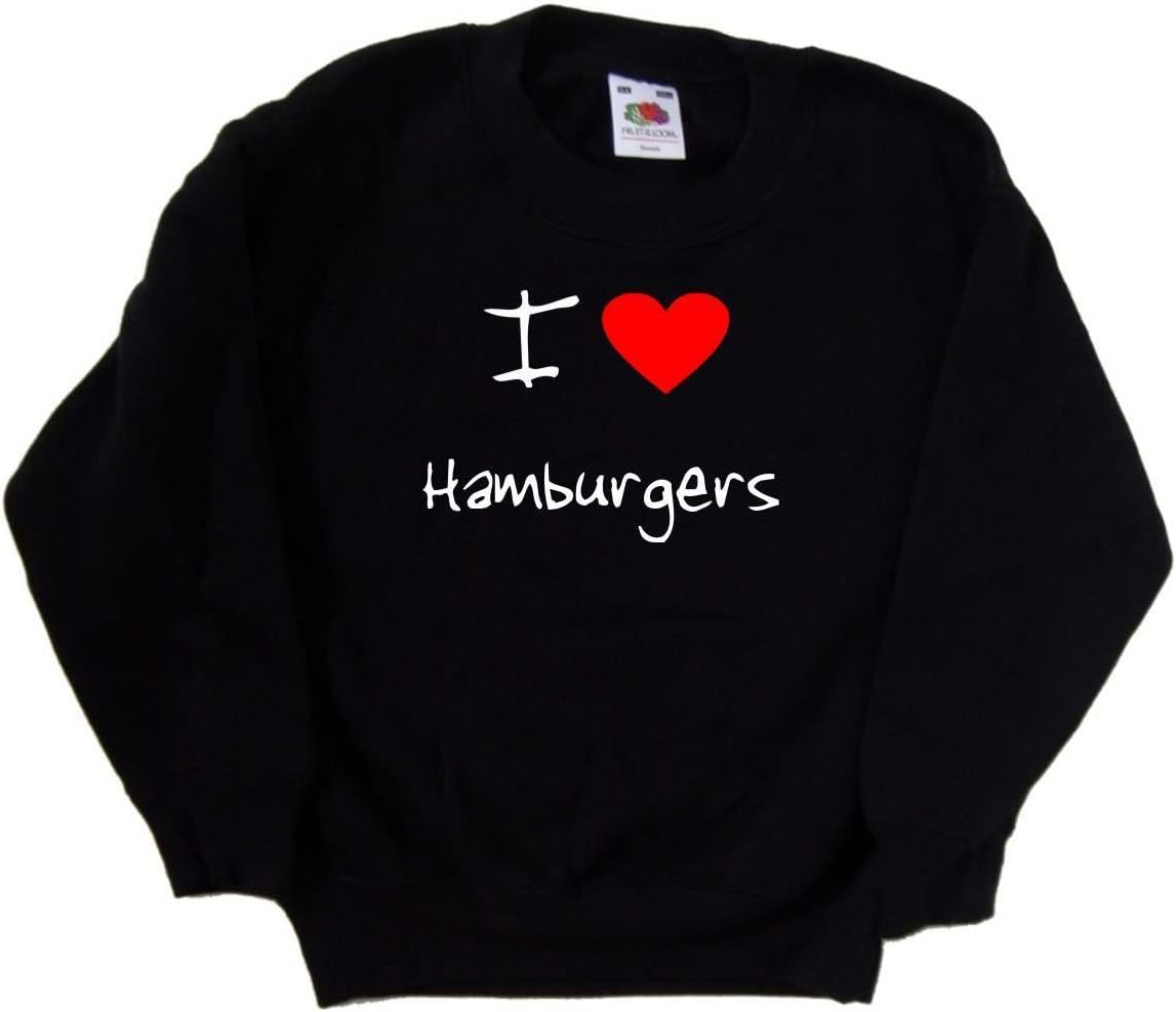I Love Heart Hamburgers Black Kids Sweatshirt