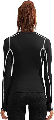 Miniatura 3 de Camiseta de compresión atlética de ajuste seco para mujer, manga larga, para entrenamiento, capa base, ropa deportiva