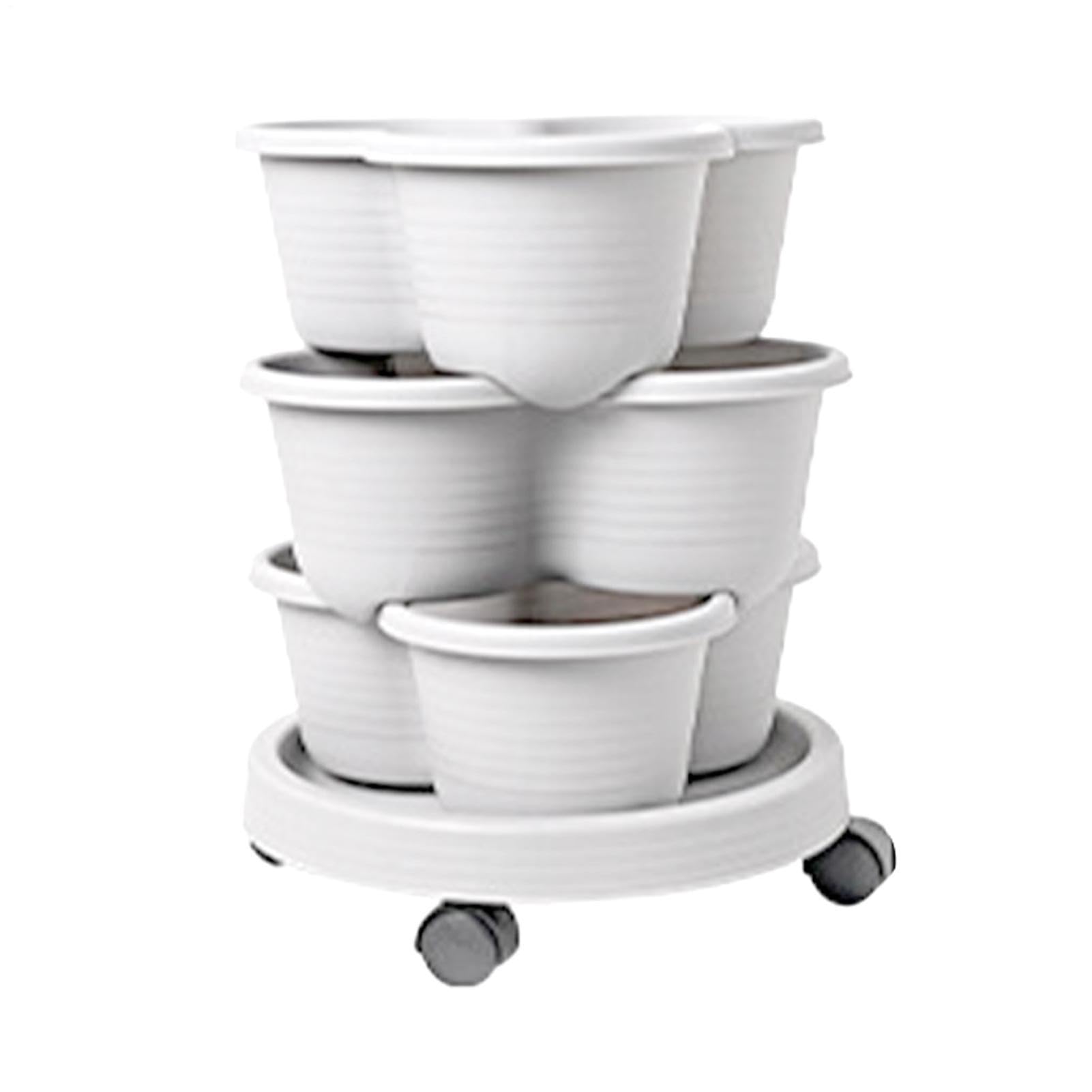Torre de Jardín De Cultivo En Contenedor Con Ruedas Extraíbles | Jardinera Exterior Superponible En Niveles Para Interior y Exterior, Verduras, Suculentas, Flores y