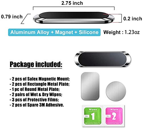 Salex RMM-02BS Flat Magnetic Phone Mounts 2 Pack. Black & Silver Cell Phone Holder For Car Dashboard, Truck. Universal Stick On Ipad Wall Magnet Mount Kit thumb #5
