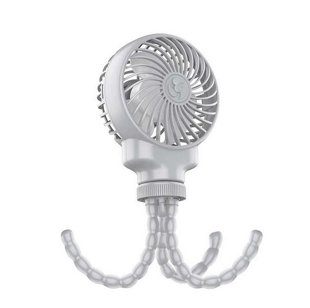 ausuky Portable Mini Handheld Stroller Fan 2600mAh Baby Fan with Flexible Tripod Stand (Grey)