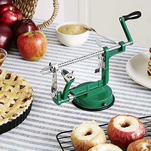 Apple Peeler,Apple Peeler Slicer Corer With Suction Base,Durable Heavy Duty Die Cast Magnesium Alloy Peelers(1Extra Blades) (Green) #TOP1