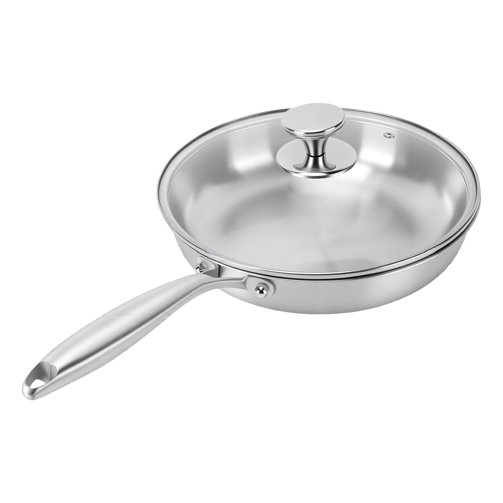 Sartén de Acero Inoxidable de 28 Cm con Tapa, 3 Capas