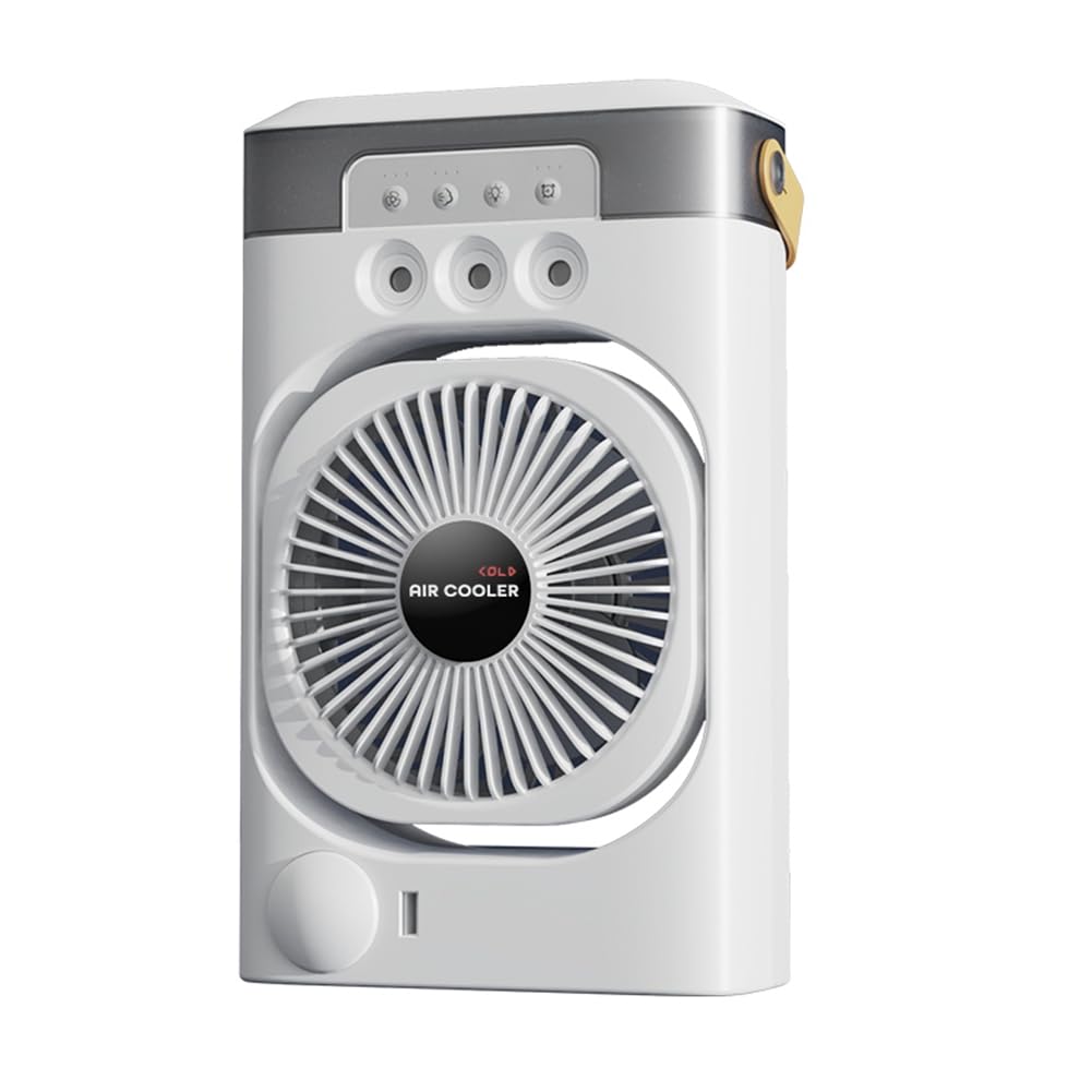 CTRLZS Air Conditioner Fan Portable Desktop Humidifier Household Small Air Cooler Fan with Colorful Night Lights for,A