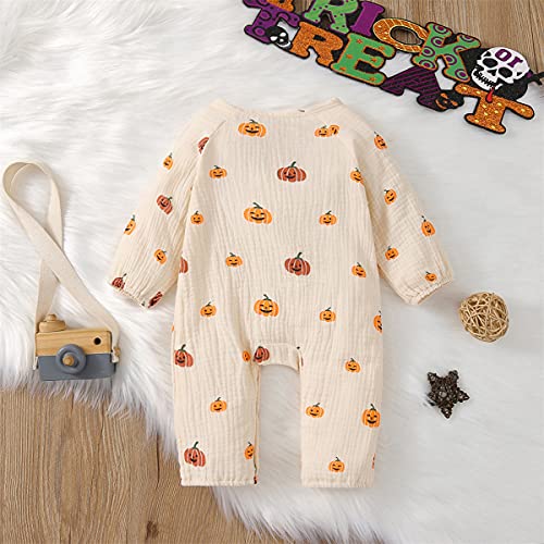 Twopumpkin Beige One-Piece Outfit (0-3 Months) Cotton Blend Long Sleeve Onesie Romper Jumpsuit For Babies, Toddlers, Unisex - Halloween thumb #6