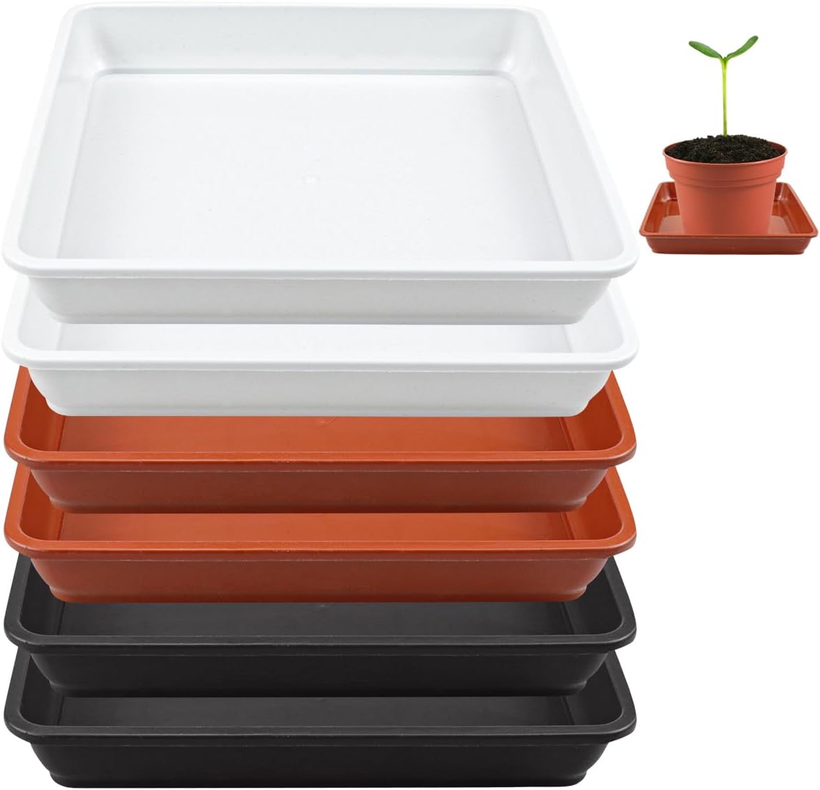 LNQ LUNIQI 6Pcs Square Plant Pot Saucer 8 Inches Thick