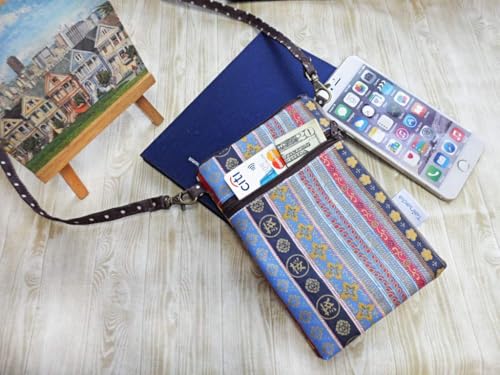 Image of Taianda Dual Zipper Women Cell Phone Crossbody Pouch Bag (Ethnic Pattern)
