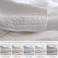 palassio Striped White 100% Cotton Quilt King Size Bedding Sets, Lightweight Crinkly Channel Pick Stitch Textured Bedspread Soft Shabby Chic Farmhouse Country Coverlet for All Season, 2 Shams — image 6