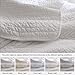 palassio Striped White 100% Cotton Quilt King Size Bedding Sets, Lightweight Crinkly Channel Pick Stitch Textured Bedspread Soft Shabby Chic Farmhouse Country Coverlet for All Season, 2 Shams