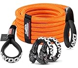 DAYDOOR Recovery Tow Rope Kit with 2 Soft Shackles, 7/16 Inch x 30 ft 31,200 Lbs UHMWPE Tow Strap, Synthetic Towing Rope Recovery Kit for ATV, UTV, SUV, Cars (Orange)
