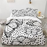 Funda Nórdica Cama 150 Lugar Funda de Edredón 240x220 Mariposa Juego de Funda Nórdica de Microfibra Suave con Cremallera y 2 Fundas de Almohada 50x75