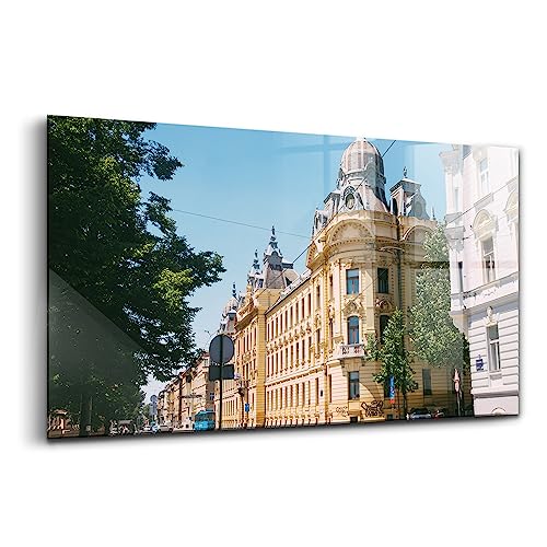 Tableau en verre coloré 120x60cm de style moderne et wallart design pour salon chic