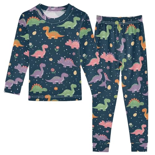 Pajama Sets Long Sleeve Dinosaurs Flowers Eggs Soft Comfy Sleepwear 2 Piece PJS 3-8T
