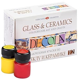 Decola – Porzellan Farben Set | 12x20ml Permanente Farbe für Glas und Keramik | Hohe Deckkraft auf dunklen Oberflächen…