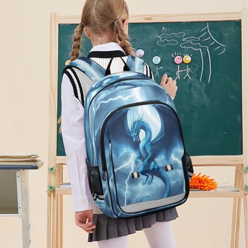 Kids Backpacks School Daypack College Bag Bookbag for Boys Girls Blue Dragon Lightning 7