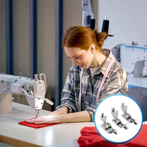 Juego de 3 pies prensatelas con guía derecha para máquina de coser industrial miniatura 5