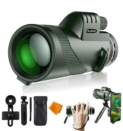 Starscope Monocular Telescope for Adults 40x60 High Power Low Night Vision-BAK4 Prism-HD Monoculars for Smartphone Holder-Upgraded Tripod-for Bird Watching Hunting Hiking Camping Gifts for Man