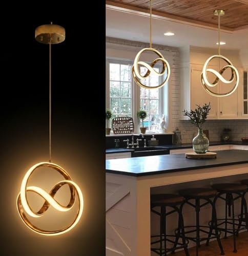 Image of Groeien 12W | 3 Color Gold Finish Modern LED LoopSphere Ceiling Lamp Fixture | Chandelier for Home, Indoor, Outdoor,Living Room, Bedroom Ceiling Lamp Fixture(LoopSphere, 1)