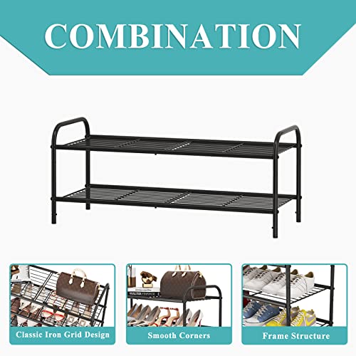 GILLAS 2 Tier Shoe Rack,Shoe Organizers,Metal Shoe Rack for Closet,Shoe Storage for Entryway,Hallway,Bedroom-Black - Image 6