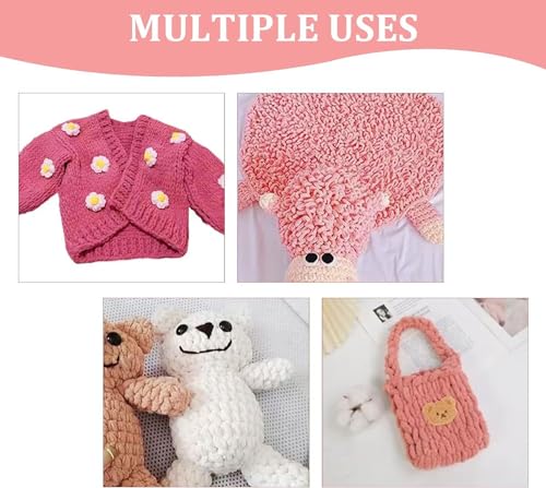 6 عبوات من خيوط الغزل الحلقية من ازوني، خيوط غزل ممتعة بدون خطاف، خيوط شانيل مكتنزة للكروشيه، 6 بكرات خيوط ناعمة للمبتدئين للحياكة بدون ابر او خطافات (8.7 ياردة/عبوة)