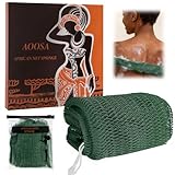AOOSA African Net Sponge, Afrikanischer Netzschwamm mit Knoten, Lang Schnelltrocknend Rückenschrubber, Tiefenreinigender Peeling-Netzschwämme für Männer Frauen, Duschnetz für Glattere Haut, Dunkelgrün