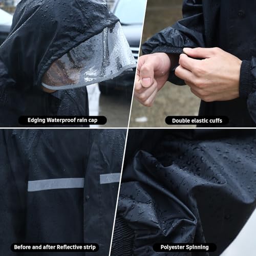Traje de lluvia transpirable doble capa con chaqueta impermeable para exteriores 4
