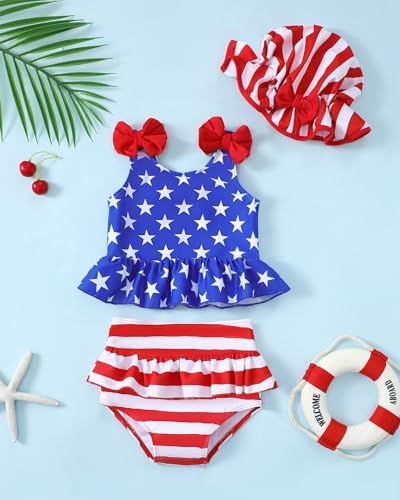 image for Mioglrie Toddler 18-24 Month 4th of July Swimsuit Girl Baby Bathing Su