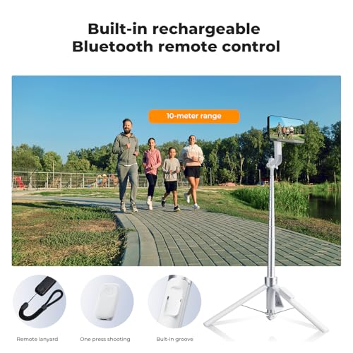 Image of K&F CONCEPT TF08 72 inch Phone Tripod, 3-in-1 Clip & Magnetic Selfie Stick with Remote, Automatic Phone Tripod Stand, Compatible with iPhone 17-12 Series Osmo Pocket 4 /3 Insta360 X5 Luna Ultra