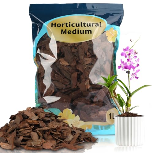 GOTVUGE Orchideenrinde, Kiefernrinde für Pflanzen Natürlicher Mulch für Topfpflanzen, Holzspäne für den Garten (1L)