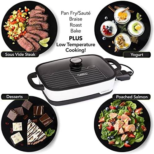 Presto 06854 Tuxedo digital precision skillet multi-cooker, Ceramic, Black and White