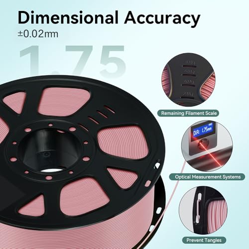 Image of Kingroon PLA Filament 1.75mm, 1kg Spool (2.2lbs), + /- 0.02mm Tolerance, Smooth 3D Printing Filament, Fits for Most FDM 3D Printers, Light Pink