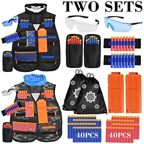 Kids Tactical Vest - 2Pack Adjustable Tactical Jacket Vest Kit for Nerf Guns