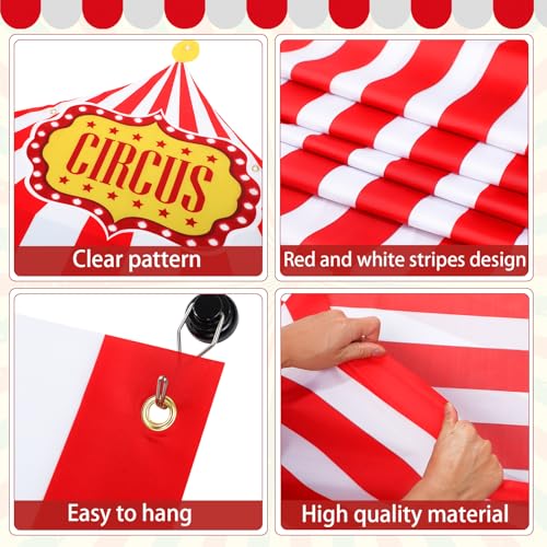 Image of Fanfanwin 4 Pcs Carnival Circus Tent Decorations Carnival Entryway Door Party Decor Awning Hanging Banner Aisle Runners Supply for Circus Theme Birthday Celebration(Classic)