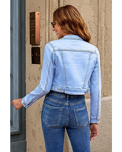 Roskiky Dünne Jacke Damen Sommer Jacket Damen Mittelblau M