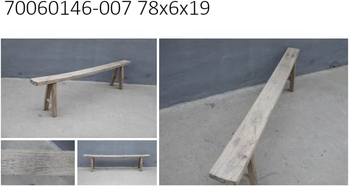 Artissance Vintage Reclaimed Wooden Noodle Bench, 6–7 ft Long, Handcrafted Rustic Solid Wood Bench, Perfect for Both Indoor and Outdoor, Bedroom, Patio, Entryways