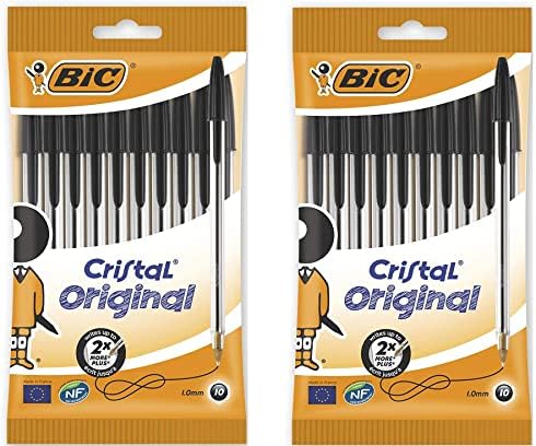 BIC Cristal Original Ballpoint Pens, Every-Day Biro Pens with Medium Point (1.0mm), Blue Ink, Pack of 10